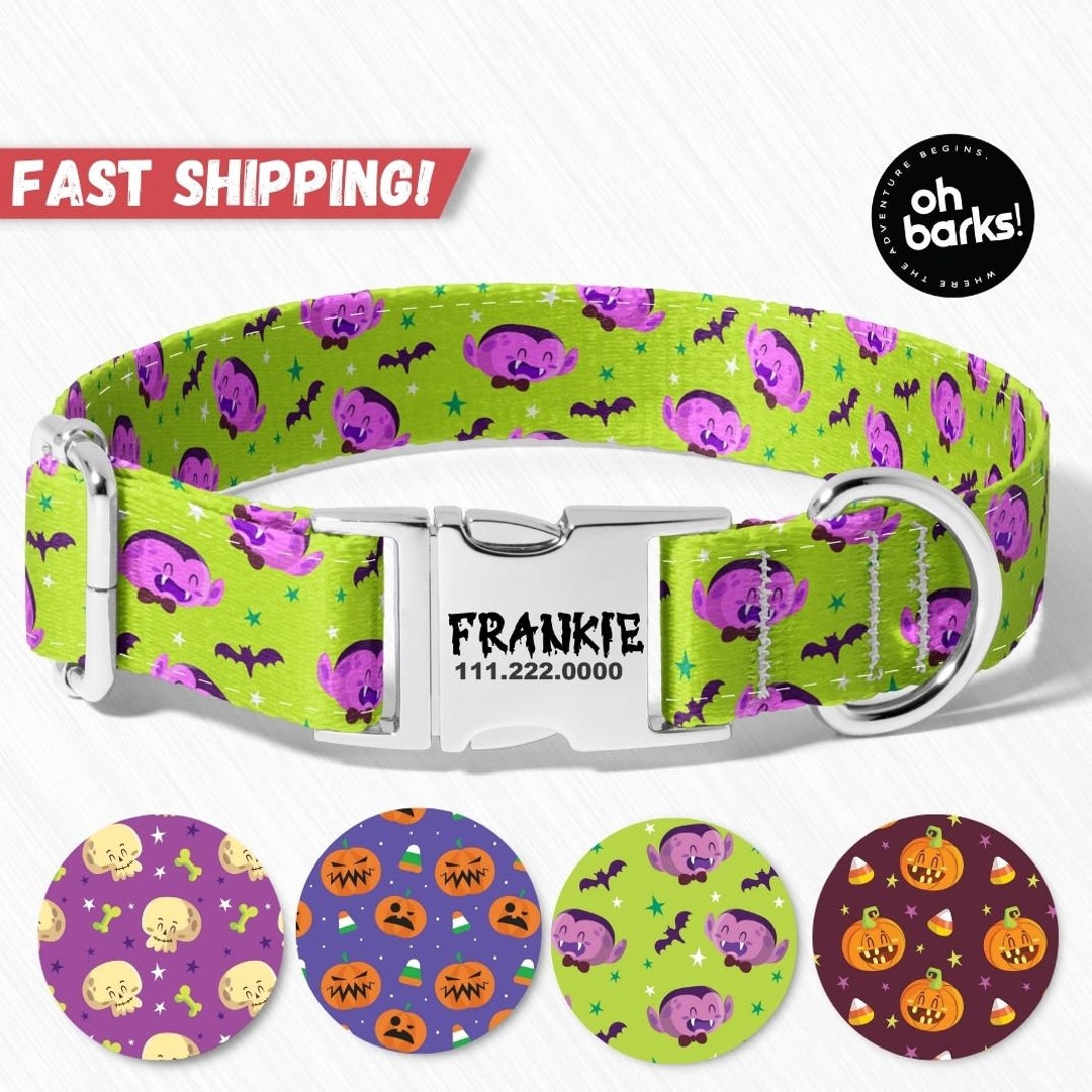 Halloween Dog Collar Personalized Halloween Dog Collar Etsy