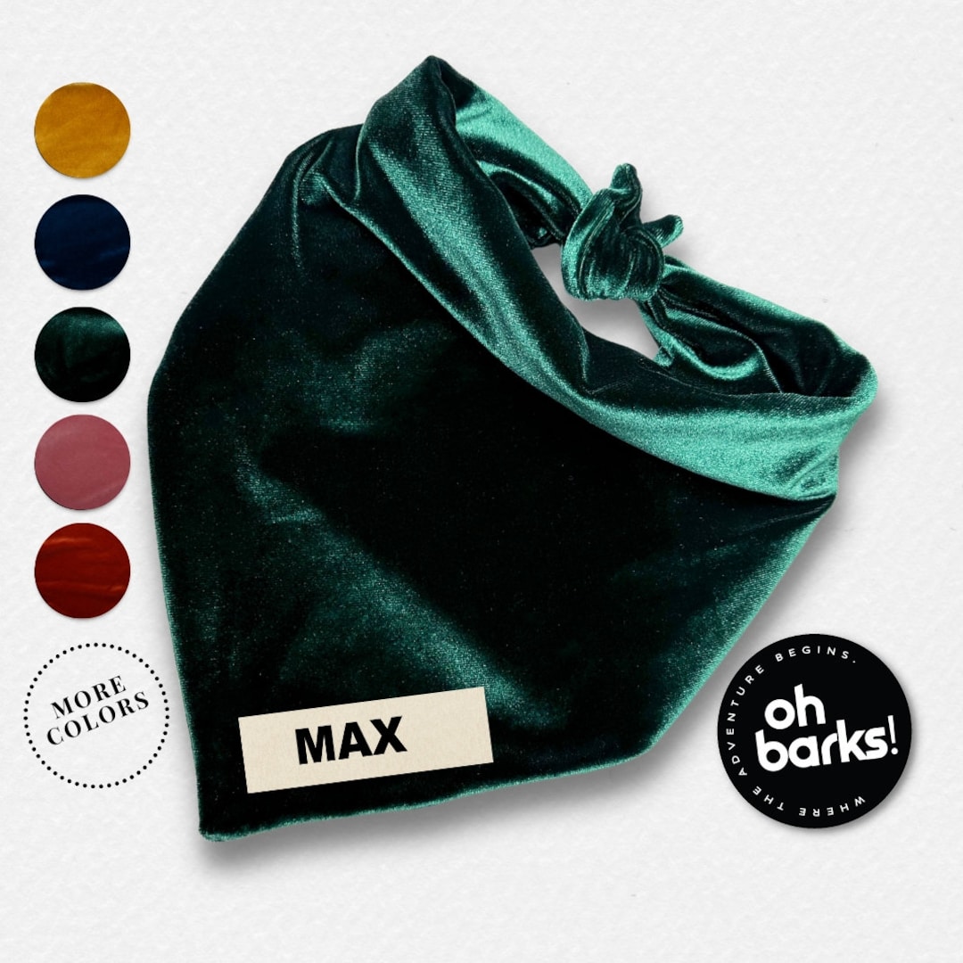 EMERALD GREEN Velvet Dog Bandana Personalized Christmas Dog Bandana