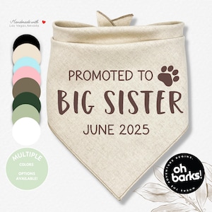 Big Sis oder Big Bro Hundehalstuch • Babymitteilung Hundehalstuch • Geburtsanzeige • Schwangerschafts-Foto-Shooting • Rosa Blau Schwangerschafts-Bandana