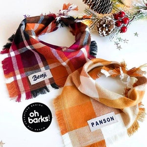 Fall Plaid Dog bandana Christmas Personalized  pet bandana • Fall Dog Bandana • Pet Bandana • gift for pets