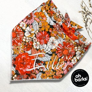 Embroidered Floral Dog Bandana: Personalized Puppy Scarf