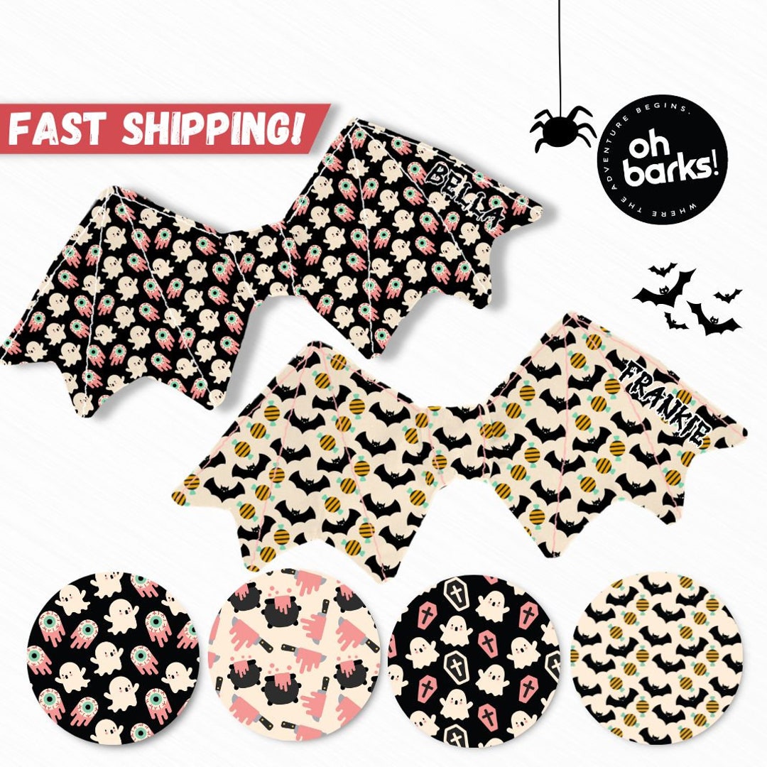 Dog Collar Halloween Dog Bow Tie , Dog Cat Bow Ties, Bat Dog Bow Ties