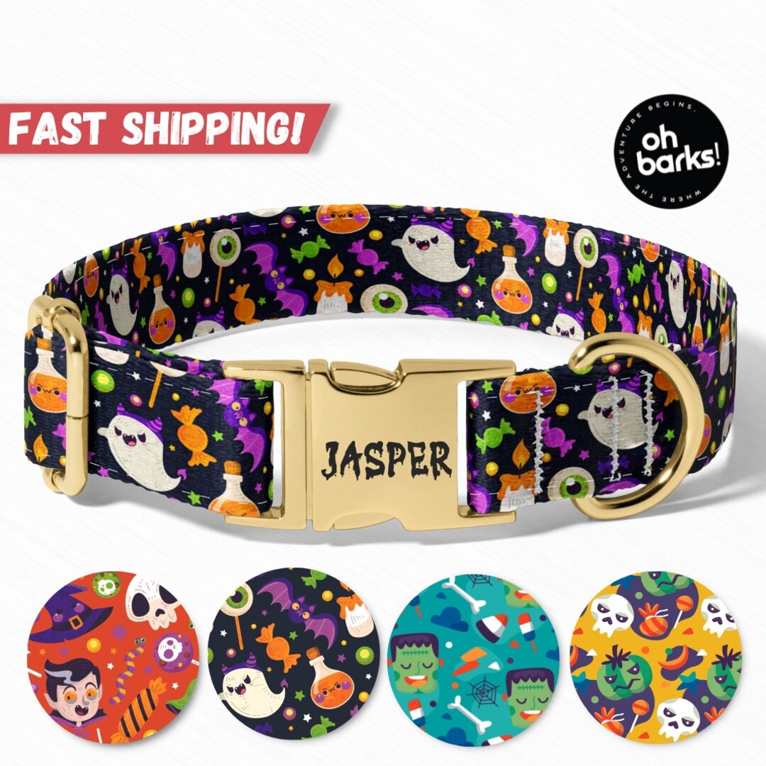 Halloween Dog Collar , Personalized Halloween Dog Collar , Ghost