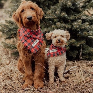 Dog Bandana • Christmas plaid Dog Bandana • RED Plaid dog bandana • Christmas dog bandana • New puppy gift • Dog mom Gift