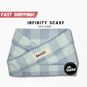 Personalized Plaid Dog Infinity Scarf: Kiwi Green Pet Bandana