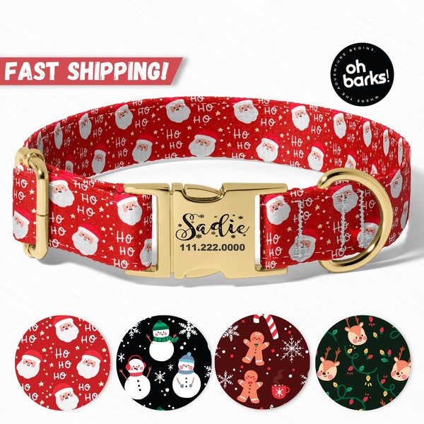 Weihnachten Hundehalsband, personalisierte Hundehalsband, SANTA CLAUS Hundehalsband, Weihnachtshundehalsbänder personalisierte Name, Weihnachtshundegeschenke