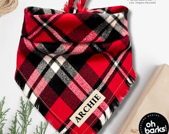 Pañuelo de franela roja a cuadros para perro Pañuelo de franela a cuadros navideño para perro • Bufanda para perro inifinity • Regalo para cachorro nuevo • Regalo para mamá de perro • Regalos para mascotas