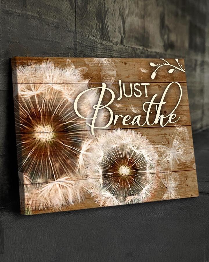 Just Breathe Dandelion Canvas Poster Print Wall Art Etsy