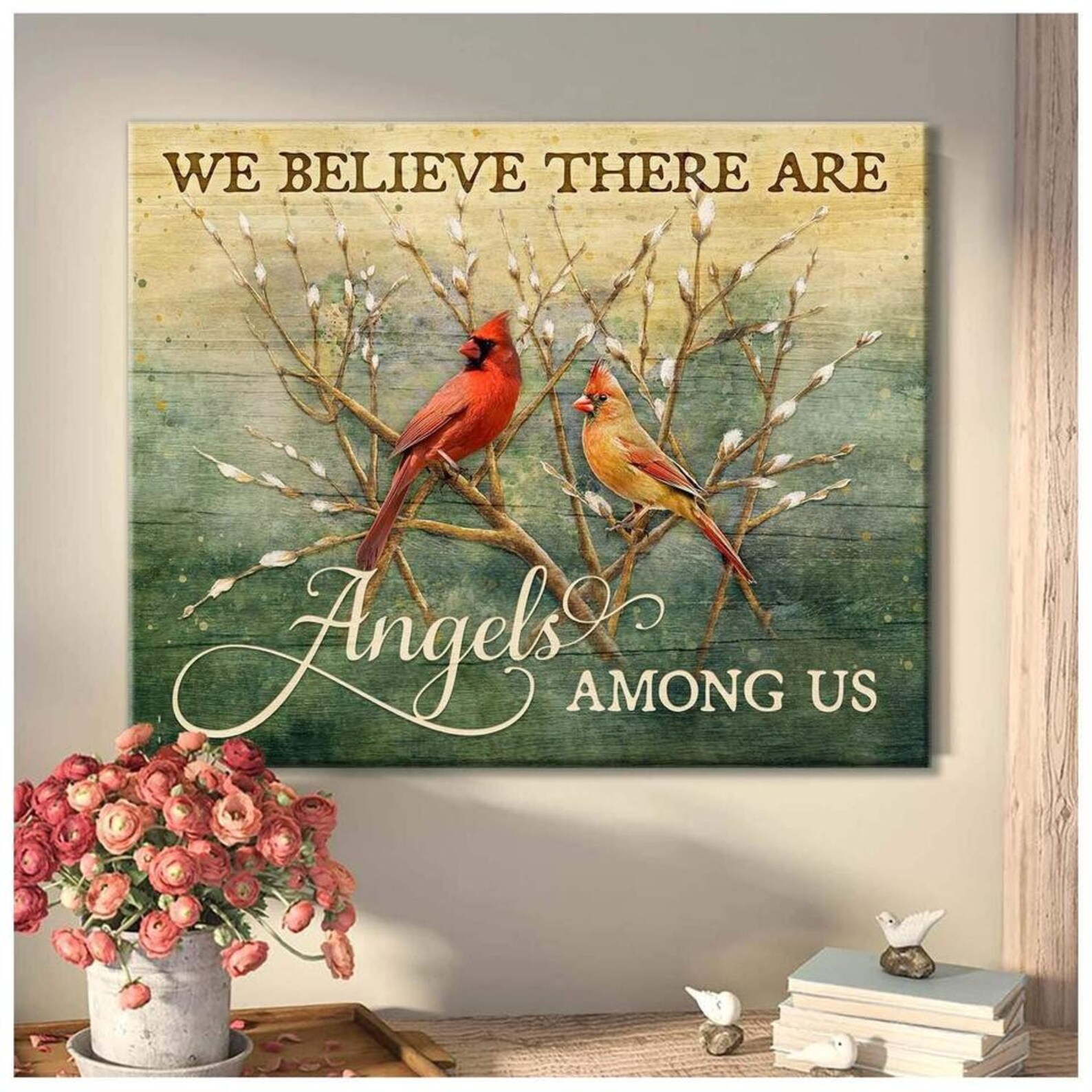 Cardinal We Believe There Are Angels Among Us Print Canvas  Etsy