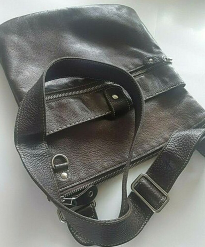 ROOTS CANADA Leather Messenger Bag Crossbody Handbag Brown Etsy