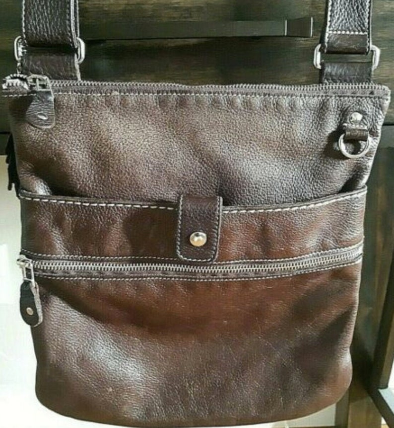 ROOTS CANADA Leather Messenger Bag Crossbody Handbag Brown Etsy