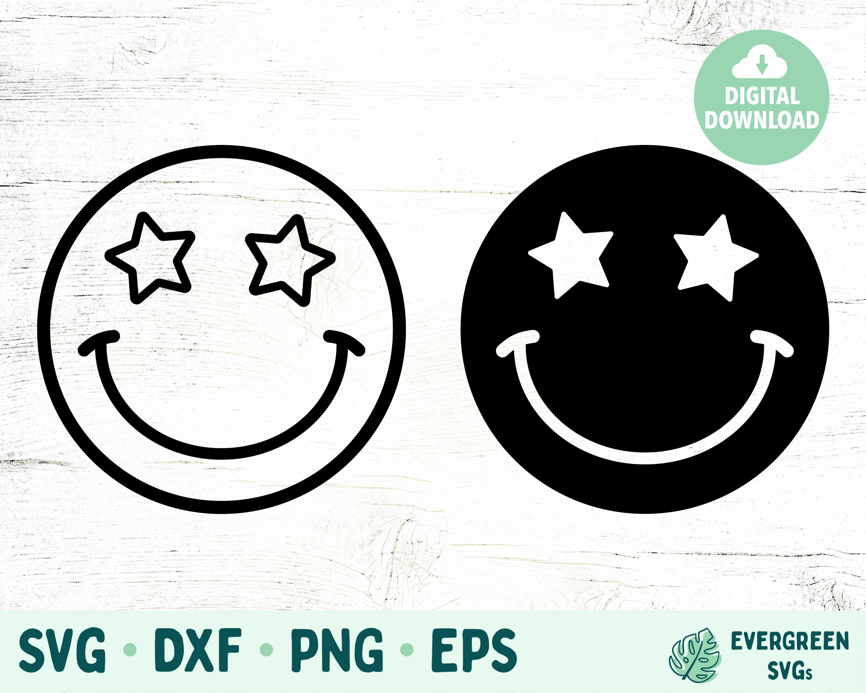 Smiley Face SVG Smiley Face With Star Eyes Hippie SVG for - Etsy Sweden