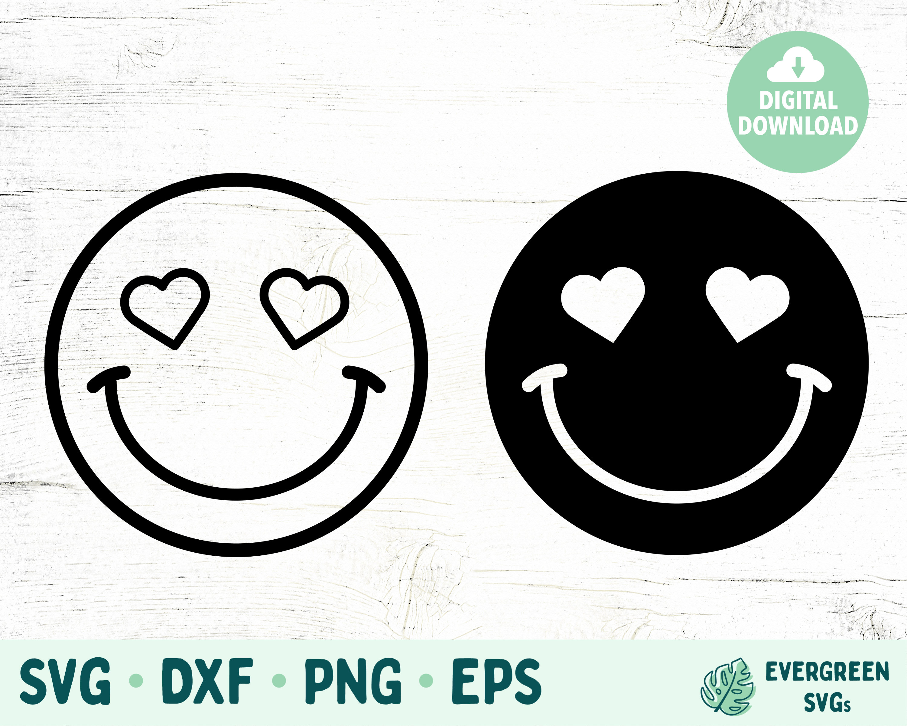 Vector Heart Eyes Face Emoji Design Svg Jpg Png (Instant Download