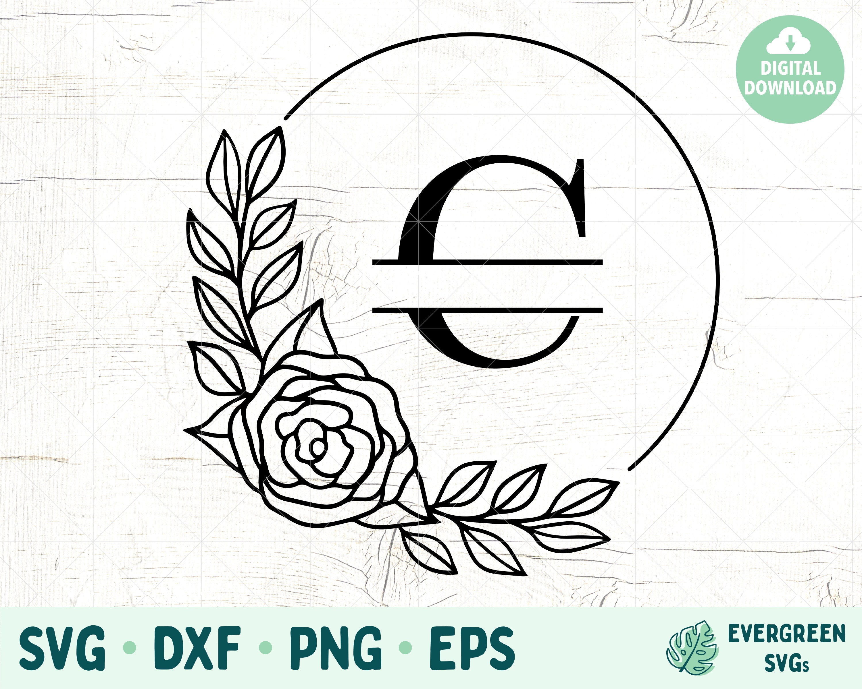 Split Letter C Floral Wreath SVG Cut Files For Cutting Etsy Canada