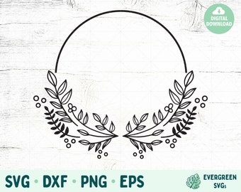 Leaves SVG, Half Wreath With Leaves SVG File For Cricut, Circle Wreath with Leaves SVG Cut Files for Cricut and Silhouette, Leaves Wreath