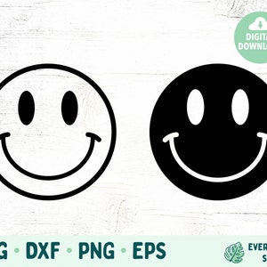 Smiley Face SVG, Smiley Face Cut Files, Hippie SVG para Cricut y Silhouette, Archivos SVG para máquinas de corte, Happy Face Digital Files