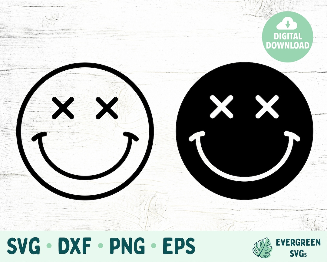 Smiley Face SVG, Smiley Face With X Eyes, Hippie SVG for Cricut and ...