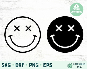 smiley☻です✩ Smiley Face SVG, Smiley Face With X Eyes, Hippie SVG for