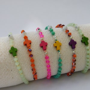 Cross bracelet,protection bracelet,evil eye bracelet,stone cross,good vibes,natural stone