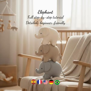 Elephant Sewing Pattern – Fabric Elephant Patterns, Easy Plush Animal Patterns for Beginners (PDF), DIY Soft Toy Pattern