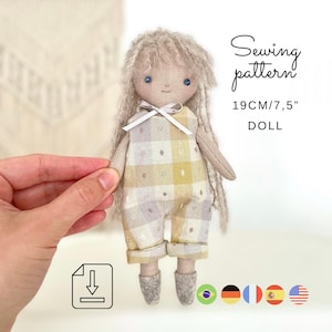 Rag Doll Sewing Pattern – 19cm Cloth Doll & Jumpsuit (PDF)