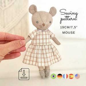 Wykrój na lnianą myszkę – 7,5-calowa mysz i sukienka (wykrój w formacie PDF)
