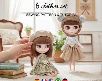 Blythe Doll Clothes Sewing Pattern, 6-Piece Outfit (PDF Pattern)