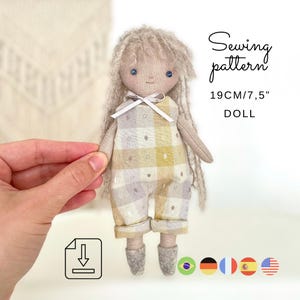 Rag Doll Sewing Pattern – 19cm Cloth Doll & Jumpsuit (PDF)
