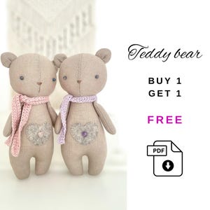 Teddy Bear sewing pattern, Memory teddy bear Animal easy sewing pattern, fabric teddy stuffed soft toy patterns, teddy bear for beginner