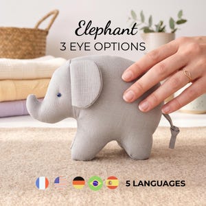 Patrón de costura de elefante: patrón de costura fácil para juguetes de bebé, decoración de guardería, patrón de costura de animales de peluche, elefante de peluche para principiantes.