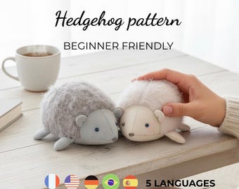 Hedgehog Sewing Pattern, Easy stuffed Animal sewing pattern, Tiny Hedgehog patterns to sew, Baby soft toy sewing pattern for beginners