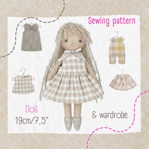 Rag Doll Sewing Pattern – 19cm Cloth Doll & 8-Piece Wardrobe (PDF)