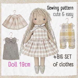 Rag Doll Sewing Pattern – 19cm Cloth Doll & 8-Piece Wardrobe (PDF)