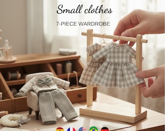 Clothes for doll sewing pattern, Small clothes sewing pattern Dolls, Dress, Skirt, Mini Doll Clothes Sewing Patten