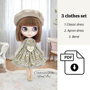 Blythe Doll Dress, Apron & Beret Sewing Pattern (PDF Tutorial)