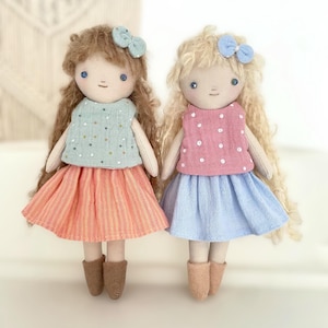 Doll Sewing Pattern – 19cm/7,5" Cloth Rag Easy Doll Small & Clothes set (PDF)