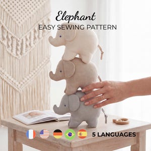 Elephant Sewing Pattern – Easy sewing pattern baby toy, nursery decor, stuffed animal sewing pattern, Soft Toy elephant for beginner