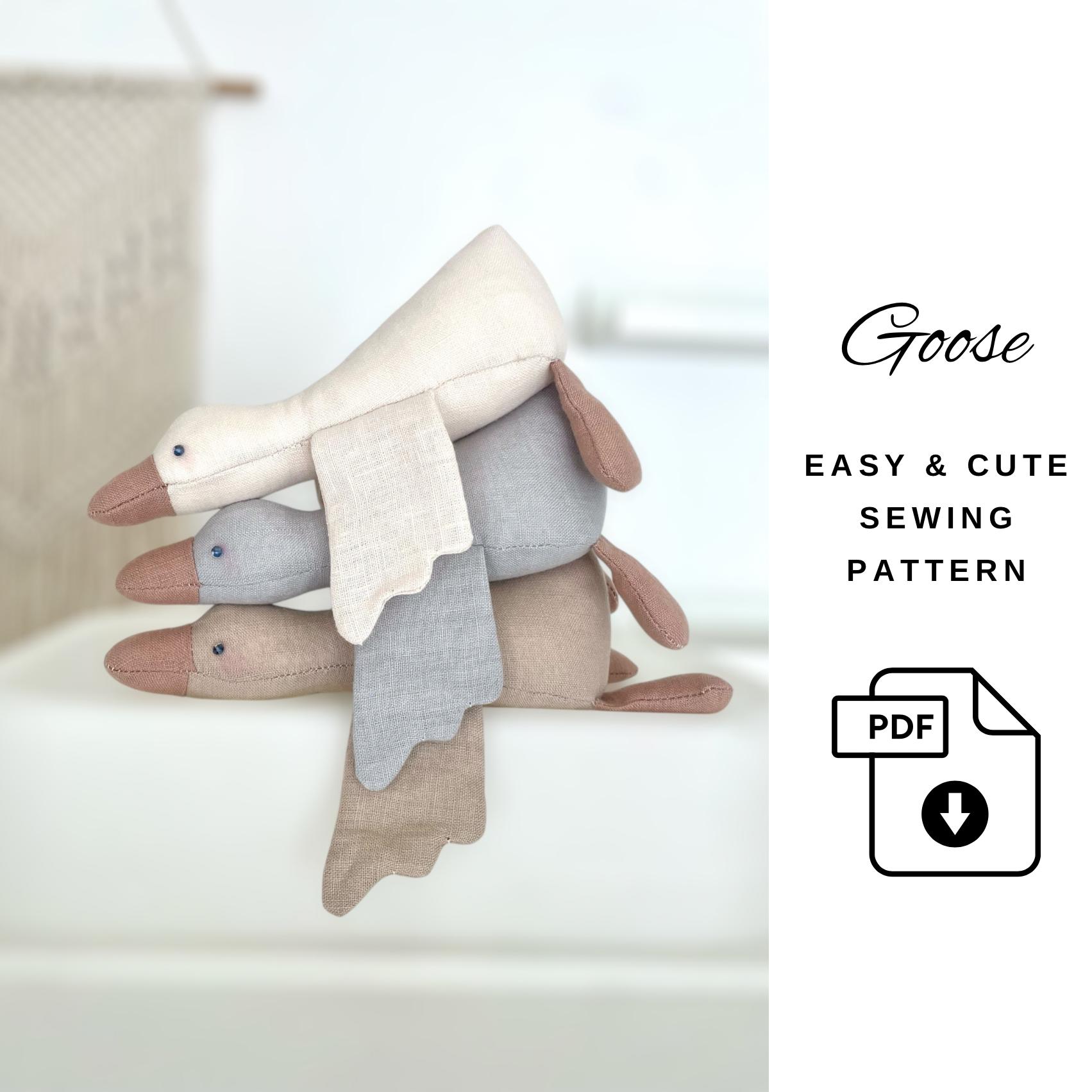 Goose Sewing Pattern: Stuffed goose pattern, small soft toy pattern, stuffy duck, baby shower sewing patterns, plush animal to sew pdf