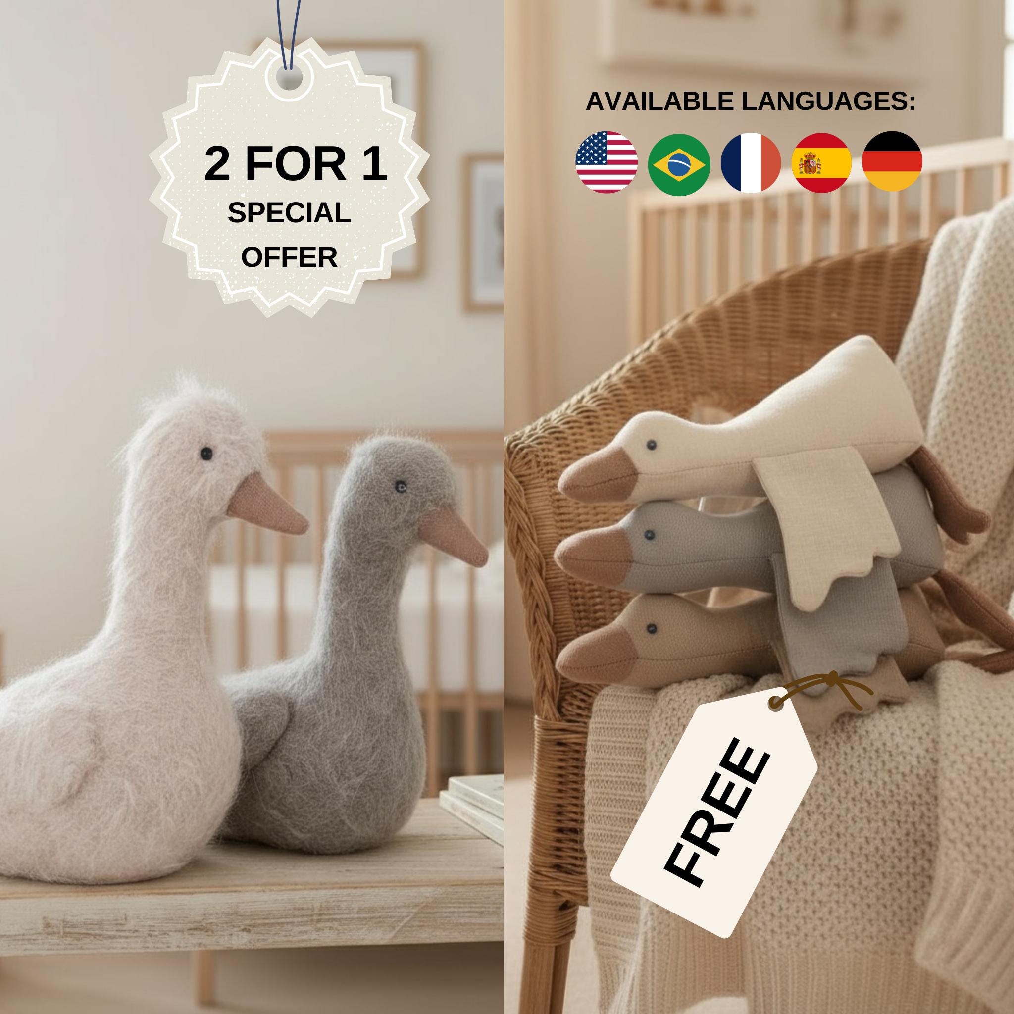 Doudou Plat OIE Personnalisable - Gaze De Coton Douce Pour Bébé