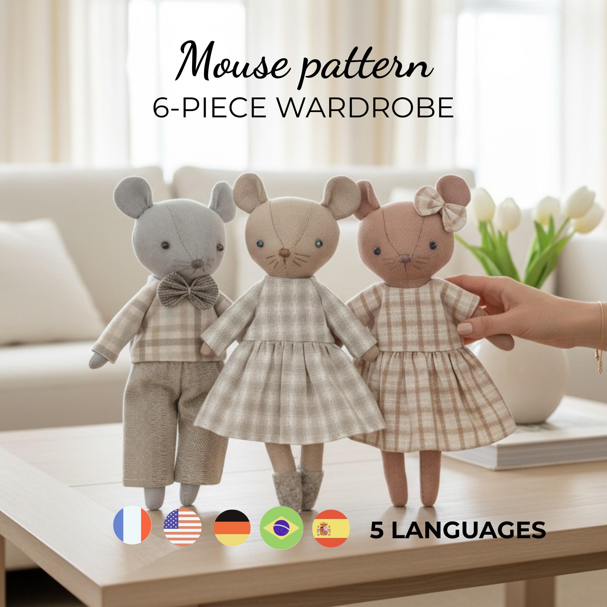 Mouse Sewing Pattern PDF - Mouse Family Sewing Pattern, Tiny Easy Mice ...