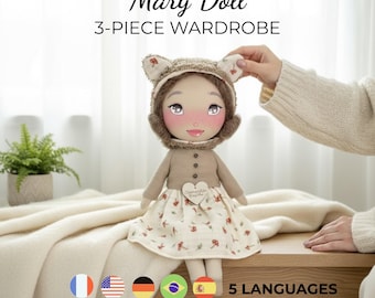 Doll sewing pattern, handmade rag cloth doll pattern, fabric doll pattern, Doll patterns to sew, Pattern for dolls, american doll