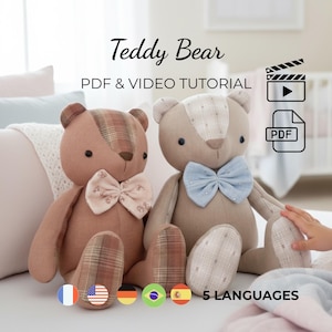 Memory Teddybär Schnittmuster - Keepsake Bär Schnittmuster + Video, Bär Spielzeug Schnittmuster, Teddybär Schnittmuster pdf