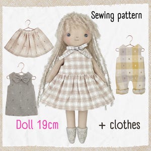 Rag Doll Sewing Pattern – 19cm Cloth Doll & 8-Piece Wardrobe (PDF)