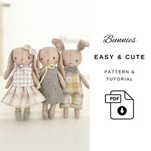 Bunny Sewing Pattern - Small bunny sewing pattern, easy bunny pattern, plush bunny pattern, bunnies sewing pattern pdf