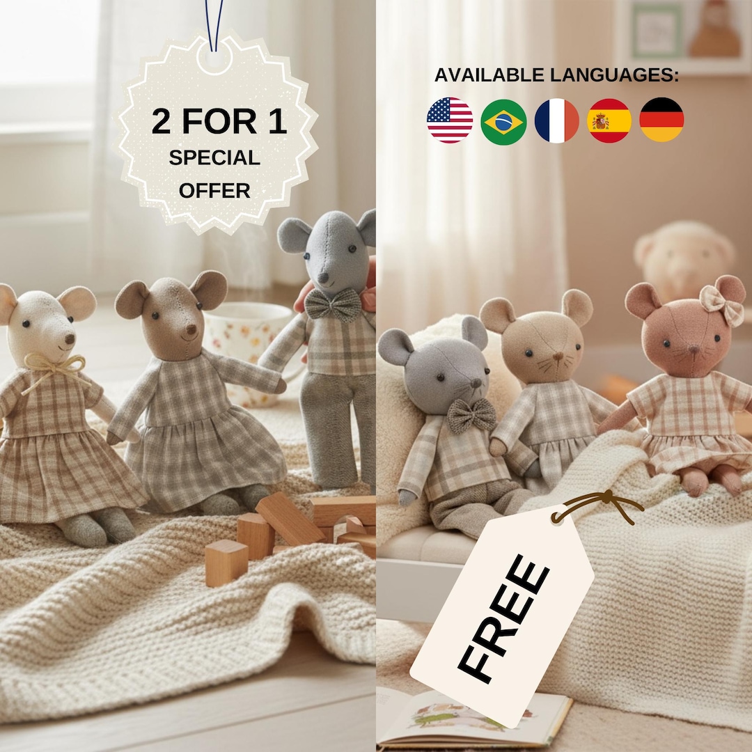 Mouse Sewing Pattern – Tiny Mouse Family Sewing Patterns Pdf With ...