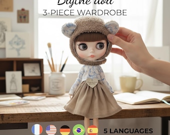Blythe Doll Clothes Sewing Pattern PDF: Dress, Skirt & Hat Tutorial