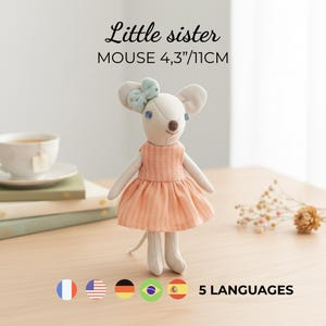 Maus Schnittmuster PDF - Maileg kleine Schwester Größe Maus Schnittmuster, Tiny easy Mäuse Schnittmuster zum nähen, Puppenhaus Maus Familie nähen
