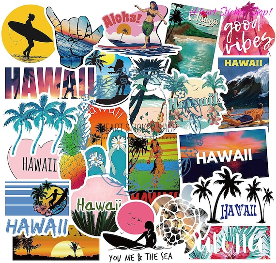 HAWAII Style Sticker Packs Vacation Stickers Beach Stickers - Etsy