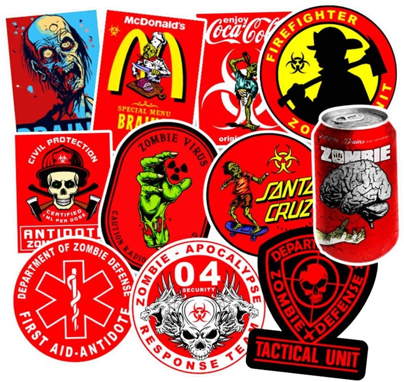 ZOMBIE Sticker Packs Vinyl Stickers Etsy