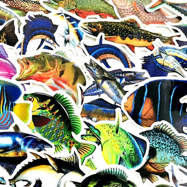FISH Sticker Packs Sea Stickers Fishing Stickers Etsy